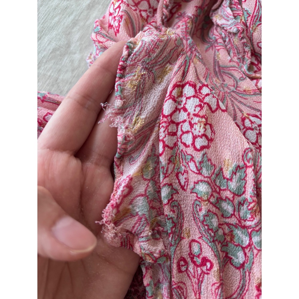 Marea by Liz Joy Cala Rosado Pink Floral Ruffle Mini Dress - Size M - Picture 11 of 14